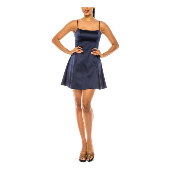B DARLIN Dresses & Skirts - B DARLIN Womens Fit + Flare Mini Dress Spaghetti Strap Party Adjustable